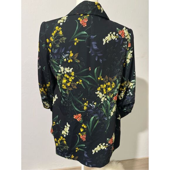 Chico’s floral black blazer ruched sleeve open front (1) U.S 8 - Picture 7 of 11